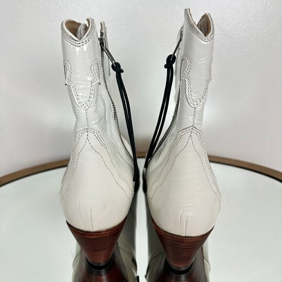 FREE PEOPLE New Frontier Western Bootie in White Leather Size EU 39.5 US 9.5 - Picture 8 of 16